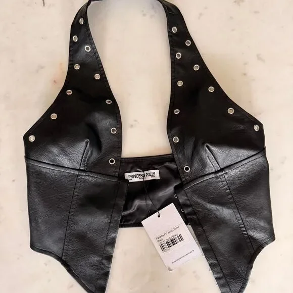 Princess Polly PU Jordy Black Faux Leather Corset Top - Picture 5 of 6